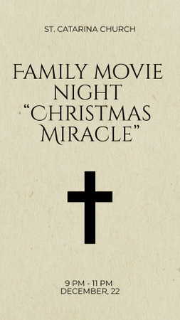 Plantilla de diseño de Anuncio de noche de cine para familias en la iglesia Instagram Video Story 