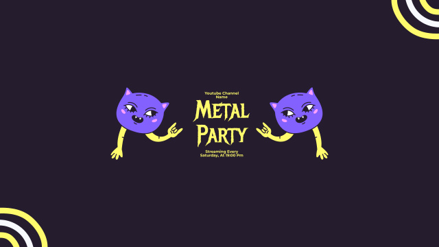 Metal Party Announcement with Funny Characters Youtube Design Template