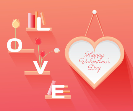 Valentine's Day Greeting Heart and Books Facebook Design Template