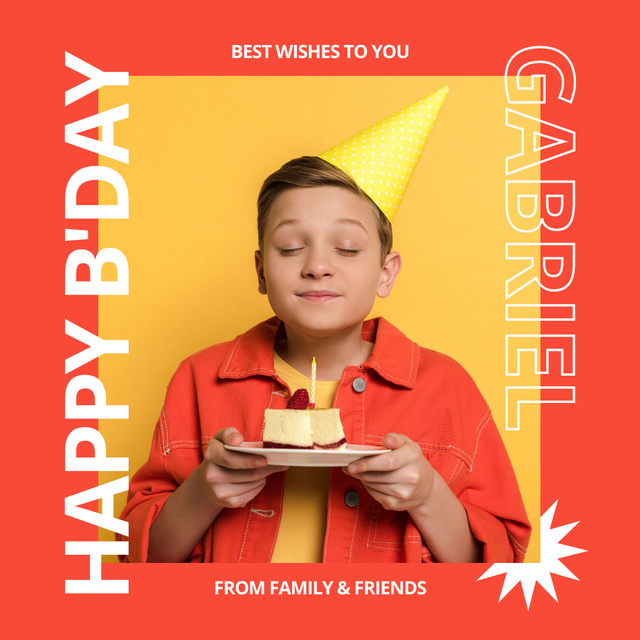 Designvorlage Bright Orange Greeting on Birthday für Instagram