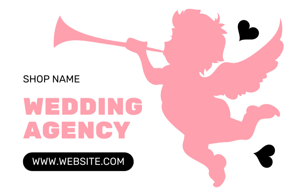 Advertising of the Wedding Agency with Lovely Cupid Business Card 85x55mm Design Template