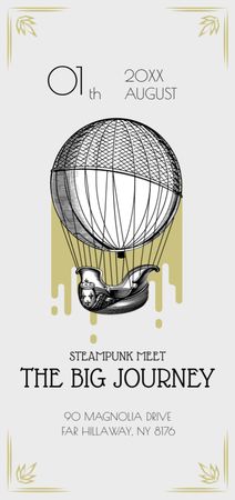 Steampunk event with Air Balloon Flyer DIN Large Design Template