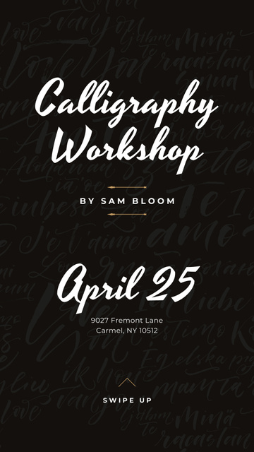 Caligraphy Workshop Annoucement Instagram Story – шаблон для дизайну
