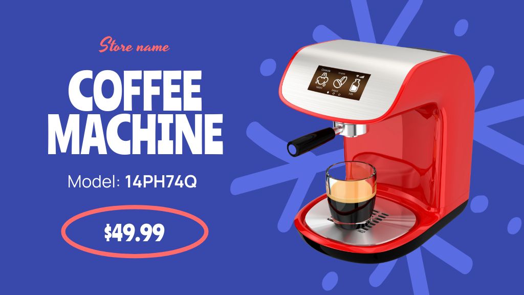 New Year Sale Offer of Coffee Machine Label 3.5x2in – шаблон для дизайна