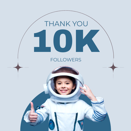 The Girl Astronaut Points Her Finger Up Instagram Design Template