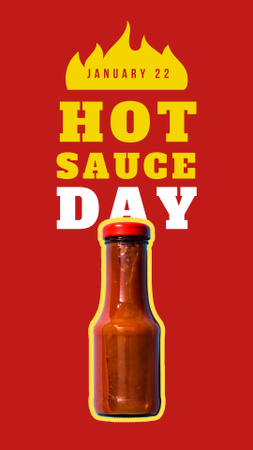 Ontwerpsjabloon van Instagram Story van hete chili saus dag op red
