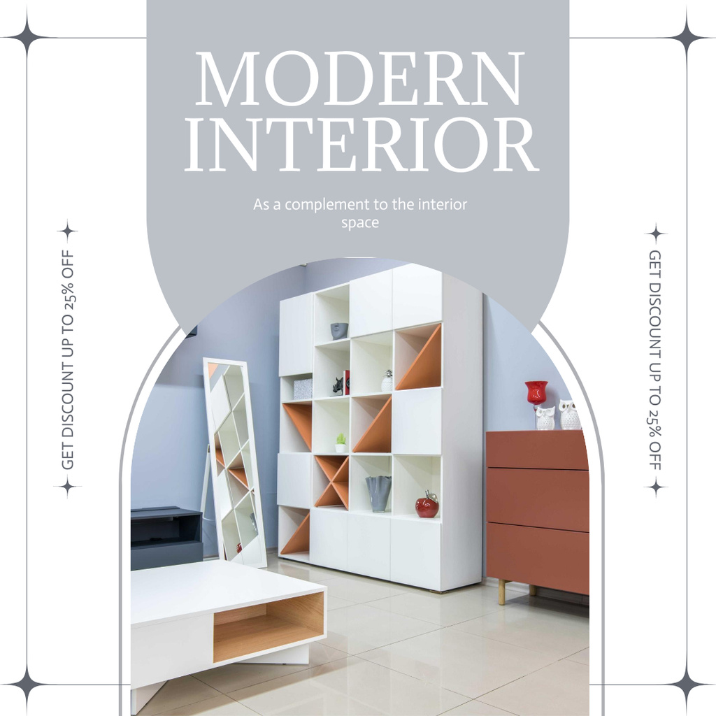 Modern Interior Project Discount Grey Instagram AD Design Template