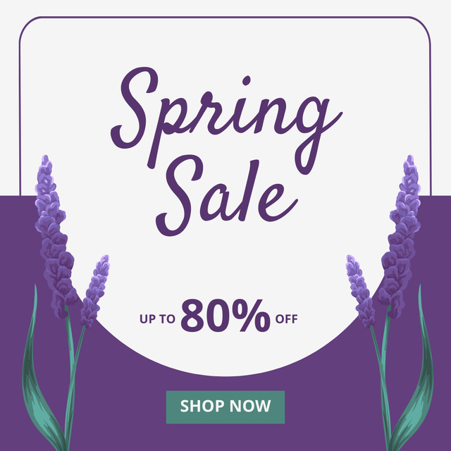Spring Sale Announcement with Purple Flowers Instagram Modelo de Design