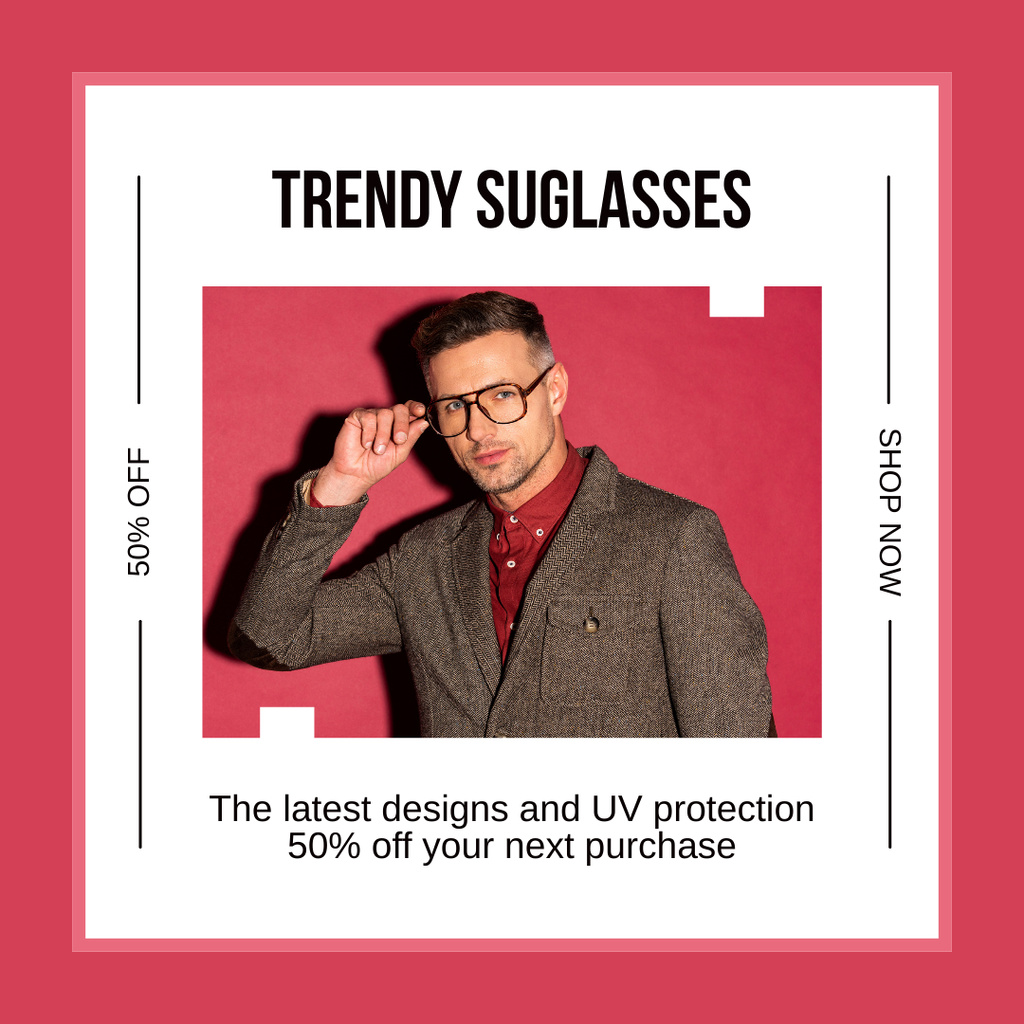 Template di design Announcement of Price Reduction for Glasses in Trendy Frames Instagram