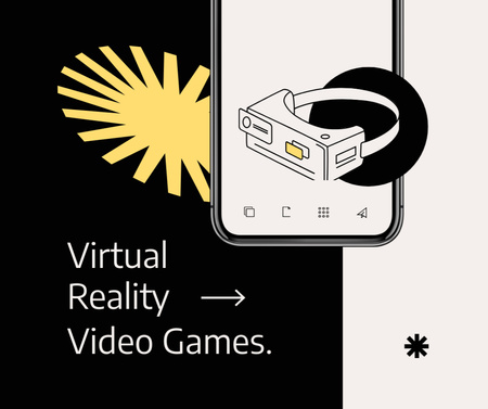 Virtual Reality Games Ad with glasses Facebook Design Template