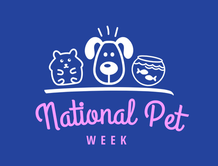 Designvorlage National Pet Week Announcement with Cute Animals für Postcard 4.2x5.5in