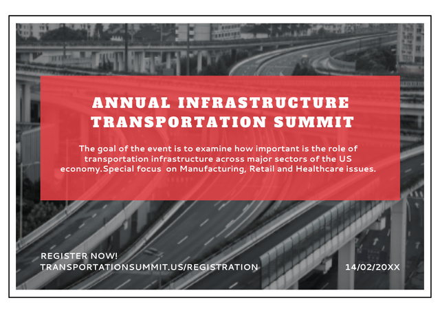 Plantilla de diseño de Yearly Summit on City Transportation Systems and Infrastructure Flyer A6 Horizontal 