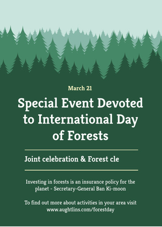 Ontwerpsjabloon van Flayer van International Day of Forests Event Announcement in Green