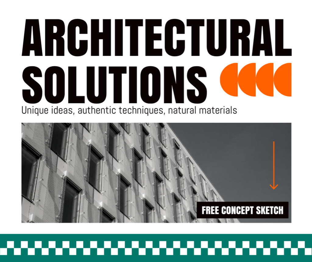 Architectural Solutions Services Ad with Modern City Building Facebookデザインテンプレート
