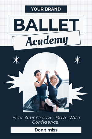 Ad of Ballet Academy with Teacher and Little Girl Pinterest Design Template