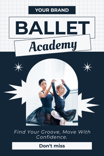 Ontwerpsjabloon van Pinterest van Ad of Ballet Academy with Teacher and Little Girl