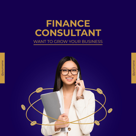 Female Financial Advisor Consulting Client by Phone Instagram Design Template