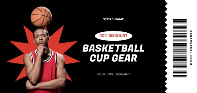 Platilla de diseño Basketball Gear and Equipment Discount Coupon Din Large