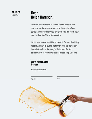 Template di design servizi di abbonamento caffè offerta Letterhead 8.5x11in