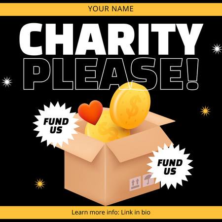 Modèle de visuel Boîte de dons lors d'un événement caritatif - Instagram AD