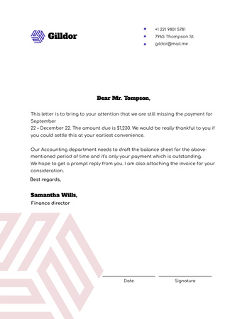 Official Payment request Letterhead 8.5x11in Design Template