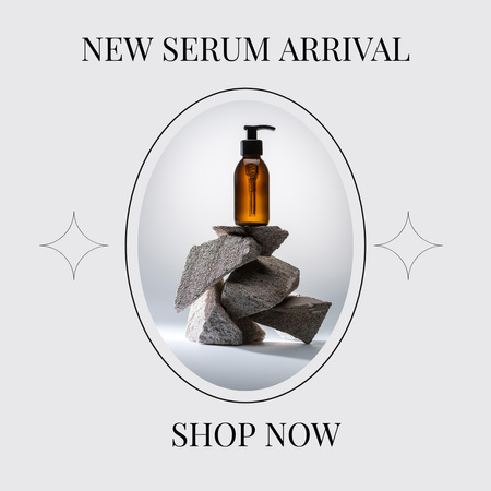 Serum New Arrival Anouncement with Bottle on Stones Instagram Design Template