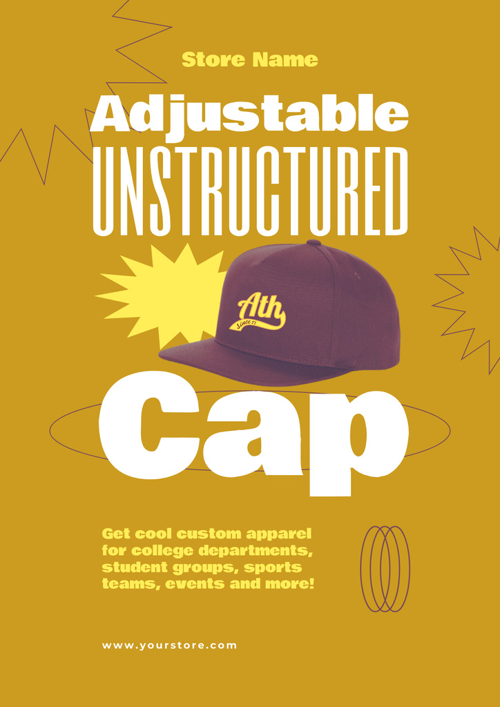 Offer of College Apparel with Stylish Cap Poster – шаблон для дизайна