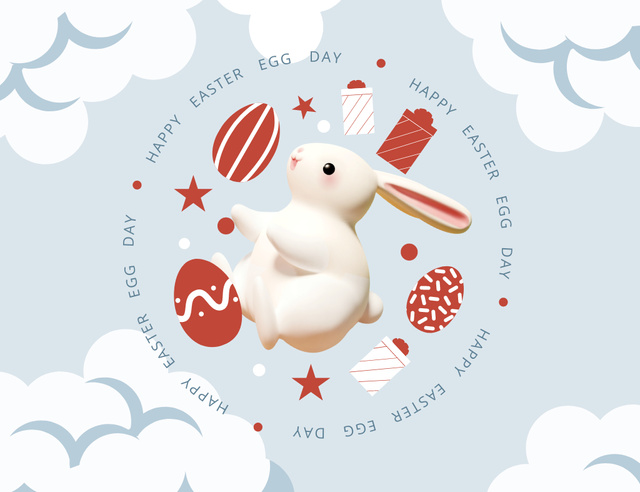 Easter Egg Day Announcement Thank You Card 5.5x4in Horizontal tervezősablon