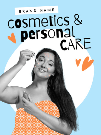 Ontwerpsjabloon van Poster 36x48in van Beauty Ad with Woman applying Serum