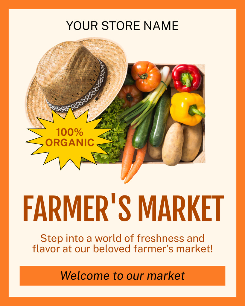 Buy Natural Organic Food at Farmer's Market Instagram Post Vertical Šablona návrhu
