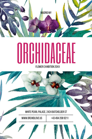 Orchid flowers exhibition announcement Invitation 6x9in Πρότυπο σχεδίασης