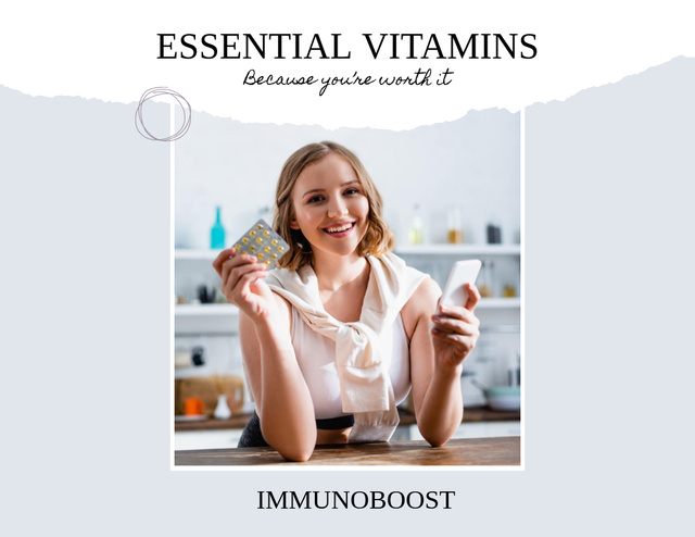 Designvorlage Restorative Vitamins In Blister Offer With Slogan für Flyer 8.5x11in Horizontal