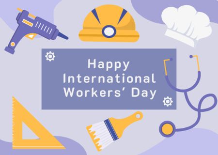 Plantilla de diseño de International Worker's Day Celebration Postcard 
