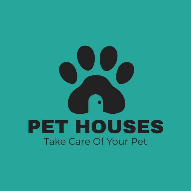 Pet Houses Ad with Paw Print Animated Logo Tasarım Şablonu