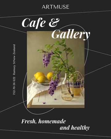 Elegant Cafe and Art Gallery Event Announcement Poster 16x20in Design Template