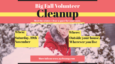 Platilla de diseño Woman at Winter Volunteer clean up Title 1680x945px