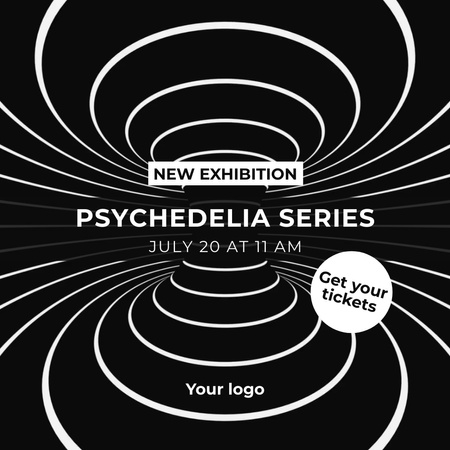 Psychedelic Exhibition Announcement Animated Post Tasarım Şablonu