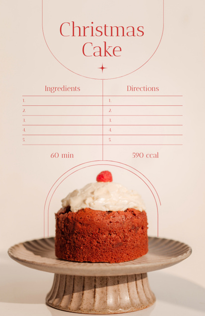 Delicious Festive Christmas Cake Recipe Card Design Template