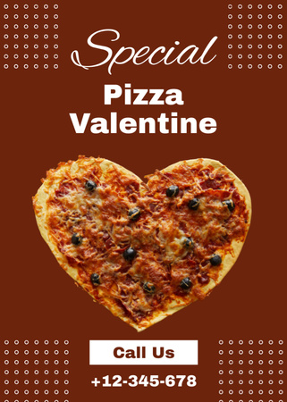 Designvorlage Pizza-Sonderangebot zum Valentinstag für Flayer
