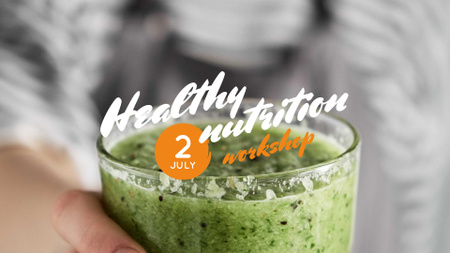 Woman holding Green Smoothie FB event cover Design Template