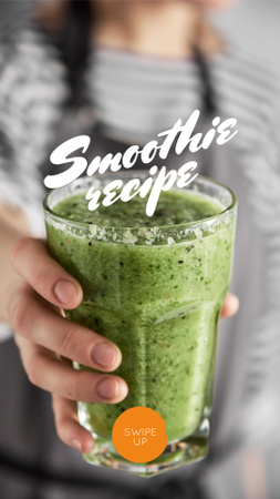 Woman holding Green Smoothie Instagram Story Design Template