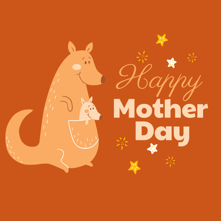 Mother's Day Greeting with Cute Kangaroos Instagram Tasarım Şablonu