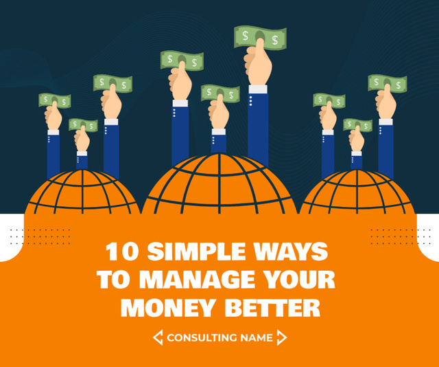 Money Management Tips with Hands with Money Medium Rectangle – шаблон для дизайну