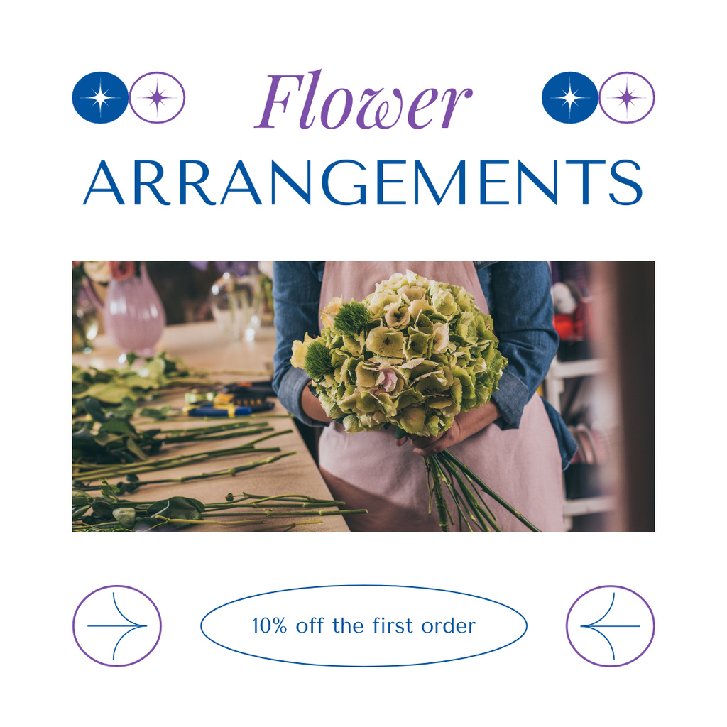 Plantilla de diseño de Discount on First Order of Contemporary Bouquets Instagram 