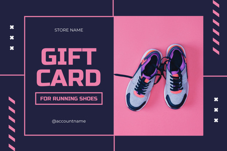 Ontwerpsjabloon van Gift Certificate van Cadeaubonaanbieding voor sportschoenen in roze