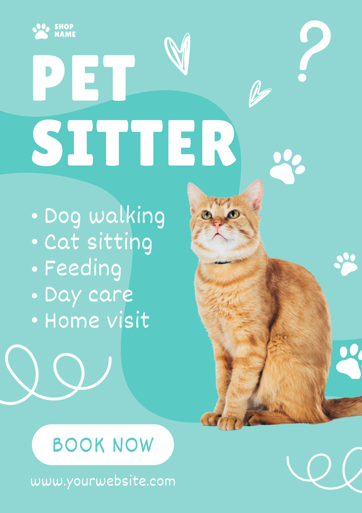 Plantilla de diseño de Pet Sitters and Walkers Poster 