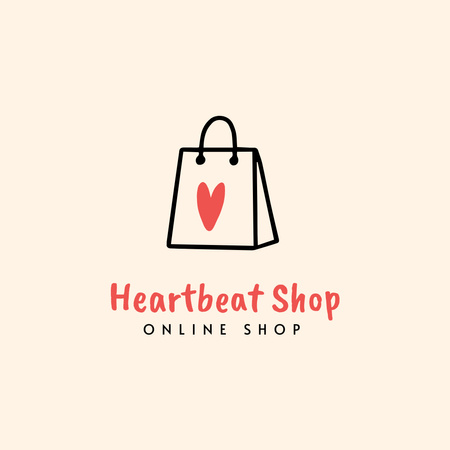 Online Shop Ad with Cute Shopping Bag Logo 1080x1080px Πρότυπο σχεδίασης