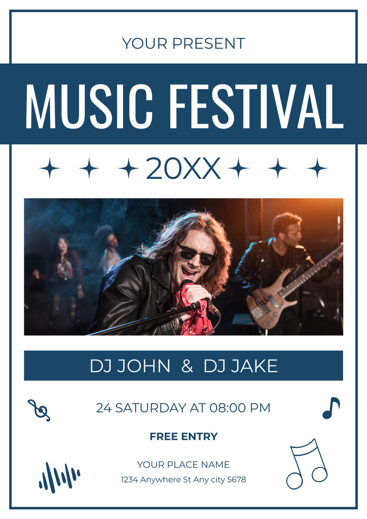 Music Festival Ad with Rock Band Poster – шаблон для дизайна