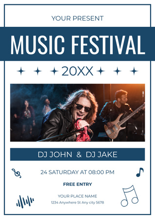 Music Festival Ad with Rock Band Poster Design Template