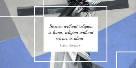 Citation about Science and Religion in Frame Twitter Design Template
